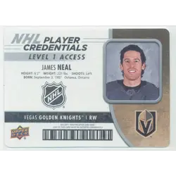 2018-19 UPPER DECK MVP - JAMES NEAL #NHL-JN NHL PLAYER CREDENTIALS ACCESS LEVEL 1