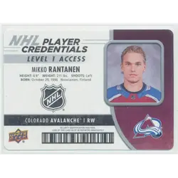2018-19 UPPER DECK MVP - MIKKO RANTANEN #NHL-MR NHL PLAYER CREDENTIALS ACCESS LEVEL 1