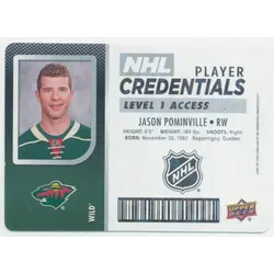 2017-18 UPPER DECK MVP - JASON POMINVILLE #NHL-JP NHL PLAYER CREDENTIALS LEVEL 1 ACCESS