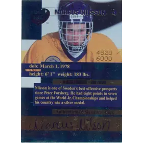 1996 COLLECTOR'S EDGE FUTURE LEGENDS - MARCUS NILSSON #4 AUTO HOT PICKS 4820/6000