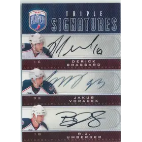 2009-10 BE A PLAYER - DERICK BRASSARD/JAKUS VORACEK/R.J. UMBERGER #S3-UBV TRIPLE SIGNATURES