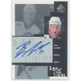 1999-00 SP AUTHENTIC - BRIAN CAMPBELL #BC SIGN OF THE THE TIMES
