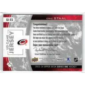 2013-14 UD Eric Staal GU Jersey Carolina Hurricanes