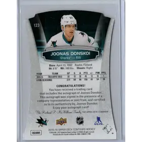 2015-16 UD Contours Rookies Auto Joonas Donskoi 260/499 San Jose Sharks