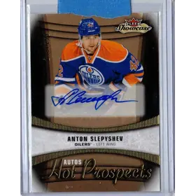 2015-16 UD Fleer Showcase Hot Prospect Auto Anton Slepyshev 249/299 Edmonton Oilers