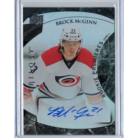 2015-16 UD Trilogy Rookie Premiere Auto Brock McGinn Level Black 27/47 Carolina Hurricanes