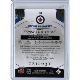 2015-16 UD Trilogy Rookie Premiere Auto Connor Hellebuyck Level 2 177/199 Winnipeg Jets