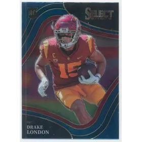 2022 Panini Select Draft Picks - Drake London #107 Field Level Blue Parallel