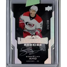 2016-17 UD Black Lustrous Rookie Silver Auto Sebastian Aho 024/299