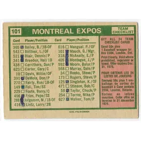 1975 O-Pee-Chee #101 Montreal Expos (Gene Mauch, Mgr.) *