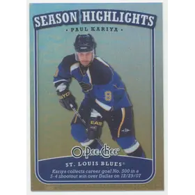 2008-09 O-PEE-CHEE - PAUL KARIYA #SH-14 SEASON HIGHLIGHTS