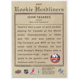 2009-10 Upper Deck John Tavares Rookie Headliners #RH27