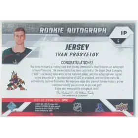 2021-22 Upper Deck SPx Ivan Prosvetov Rookie Autograph #IP 4/375