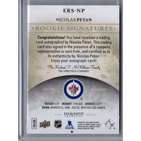 2015-16 UD Exquisite Rookies Signatures Nicolas Petan 279/399