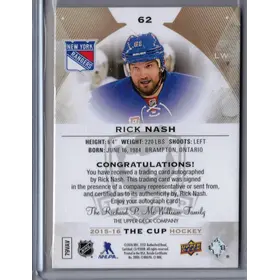 2015-16 UD The Cup Auto Gold  Rick Nash 05/12