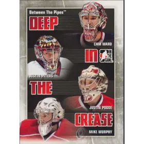 2010-11 BETWEEN THE PIPES - CAM WARD/JUSTIN PETERS/JUSTIN POGGE/MIKE MURPHY #DC-06 DEEP IN THE CREASE