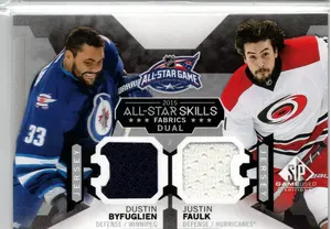 2015-16 UD SPGU All Star Fabric Dual Byfuglien Faulk GU Jersey Winnipeg Jets Carolina Hurricanes