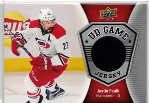 2016-17 UD Justin Faulk GU Jersey Carolina Hurricanes