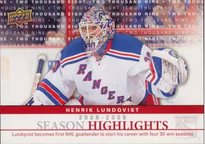 2009-10 UPPER DECK - HENRIK LUNDQVIST #SH5 SEASON HIGHLIGHTS