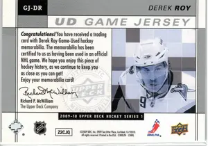 2009-10 UD Derek Roy GU Jersey Buffalo Sabres