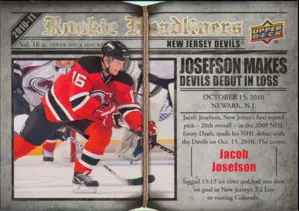 2010-11 UPPER DECK - JACOB JOSEFSON #RH8 ROOKIE HEADLINERS