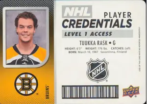 2017-18 MVP - TUUKKA RASK #NHL-TR PLAYER CREDENTIALS LEVEL 1