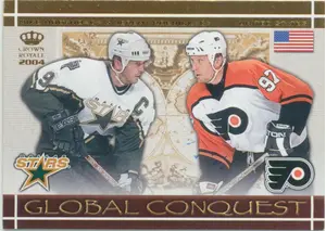 2003-04 CROWN ROYALE - MIKE MODANO/JEREMY ROENICK #10 GLOBAL CONQUEST