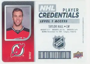 2017-18 UPPER DECK MVP - TAYLOR HALL #NHL-TH NHL PLAYER CREDENTIALS LEVEL 1 ACCESS
