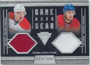 2011-12 TITANIUM - LARS ELLER/JOSH GORGES #47 GAME WORN GEAR DUAL 73/300