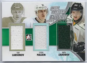 2013 ITG Draft Prospects Past, Present and Future Jerseys Silver #PPF-03 Igor Larionov, Evgeni Malkin & Nikita Zadorov (/90)