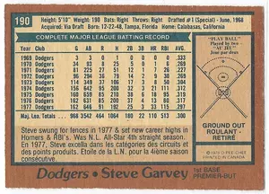 1978 O-Pee-Chee #190 Steve Garvey *