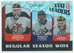 2007-08 O-PEE-CHEE - MARTIN BRODEUR/ROBERTO LUONGO/MIIKKA KIPRUSOFF #SL10 STAT LEADERS