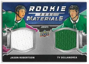 2020-21 Upper Deck Rookie Dual Materials #RDM-RD Jason Robertson & Ty Dellandrea