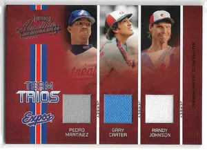 2005 Absolute Memorabilia Team Trios Memorabilia #TT-30 Pedro Martinez, Gary Carter & Randy Johnson (26/50)