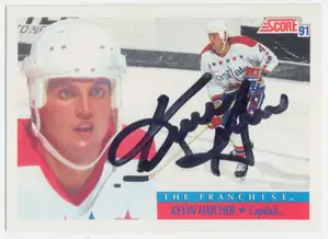 1991-92 SCORE (USA) - KEVIN HATCHER #340 AUTOGRAPH