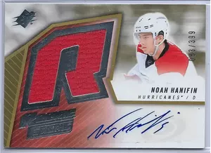 2015-16 SPx '05-06 Retro Rookie Fabric Autographs #SPXR-NH Noah Hanifin (083/399)