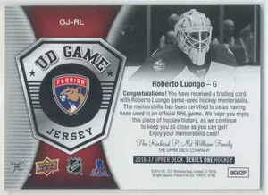 2016-17 Upper Deck Roberto Luongo Game Jersey #GJ-RL