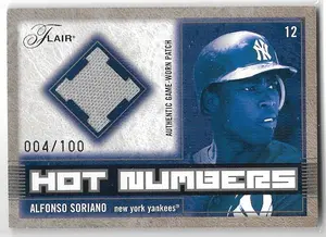 2003 Flair Hot Numbers Patch #HN-AS Alfonso Soriano (004/100) *