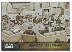 2015 Topps Star Wars: The Force Awakens Behind the Scenes Foil #1 The Cast Assembled (044/250)