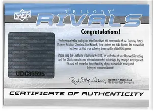 2008-09 Trilogy Rivals #SJS-DAL Joe Thornton, Patrick Marleau, Jonathan Cheechoo, Brad Richards, Jere Lehtinen & Mike Ribeiro (w/ Certificate of Authenticity)