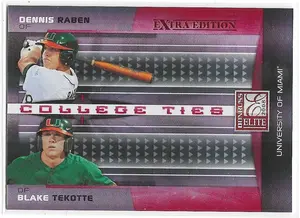 2008 Donruss Elite Extra Edition College Ties Red #CTC-33 Dennis Raben & Blake Tekotte (10/50)