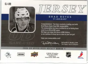 2008-09 UD Brad Boyes GU Jersey St Louis Blues