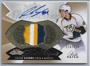 2014-15 Fleer Showcase (Hot Prospects Auto Patch) #177 Colton Sissons RC (116/175)