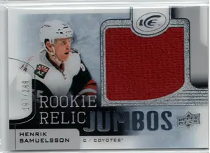 2015-16 UD Ice Rookie Jumbo Relic Hendrik Samuelsson #197/299 EV Jersey Arizona Coyotes