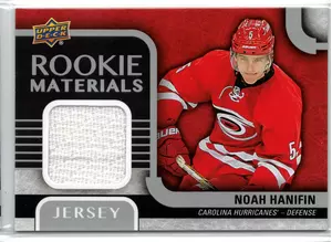 2015-16 UD Noah Hanafin Rookie Materials EV Jersey Las Vegas Golden Knights Carolina Hurricanes