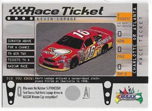 1999 Maxx Race Ticket #RT9 Kevin Lepage