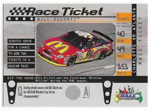 1999 Maxx Race Ticket #RT10 Bill Elliott