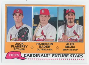 2018 Topps Archives - Jack Flaherty/Harrison Bader/Alex Mejia #FS-STL 1981 Topps Design Future Stars