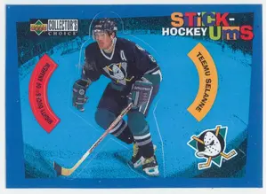 1997-98 COLLECTOR'S CHOICE - TEEMU SELANNE #S18 STICK UMS