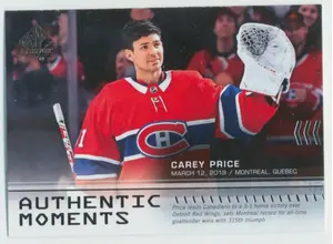 2019-20 SP AUTHENTIC - CAREY PRICE #104 AUTHENTIC MOMENTS